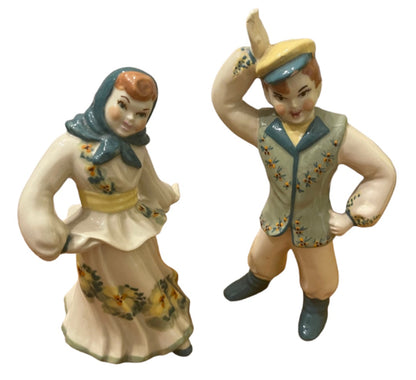 Vintage East European Dancers Ceramic Man Woman Figurines Traditional 6.5"h