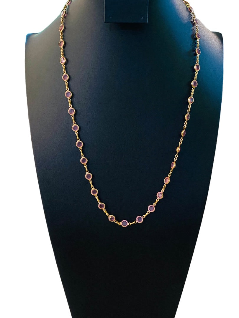 Goldtone Pink Signed Avon 22.5" Necklace Lobster Clasp