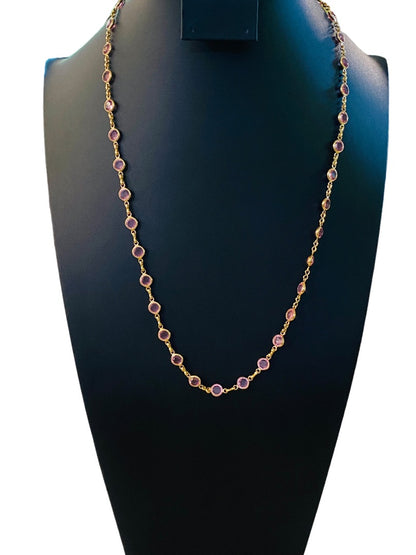 Goldtone Pink Signed Avon 22.5" Necklace Lobster Clasp