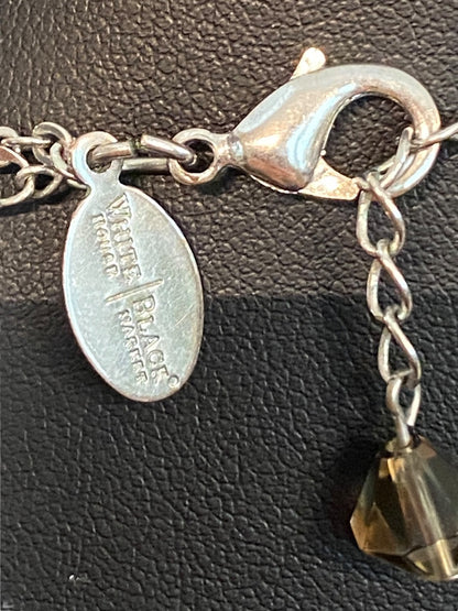 White House Black Market 16-18" Silvertone Charm Necklace Faceted Beads