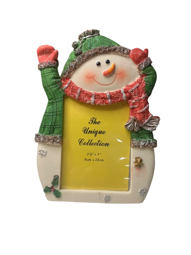 Jubilee Crafts Tabletop Green Hat Snowman Tabletop Photo Frame for 3.5x5"