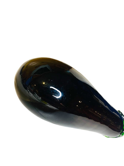 Art Glass Decorative Purple Green Eggplant Fruit 6.5" Kitchen Decor