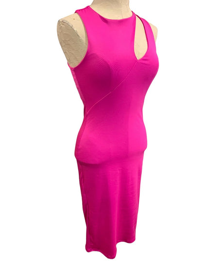 Small Gaze Hot Pink New Bodycon Dress Offset Keyhole Neckline