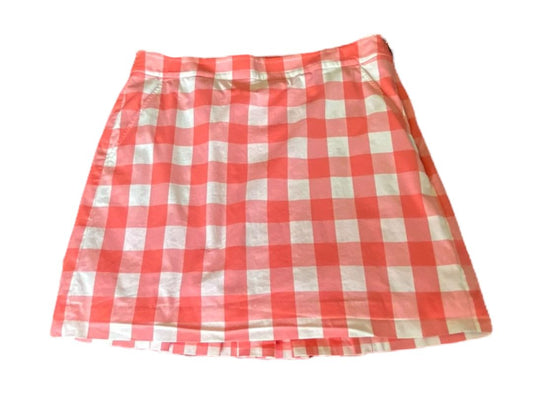 Size 2 Polo Golf Pink White Gingham Checked Skort Pleated Back Pockets