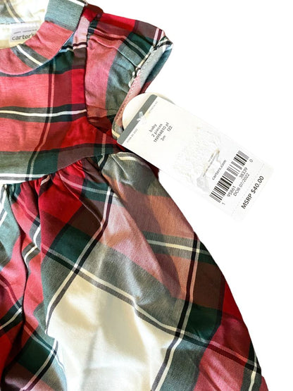 carters christmas dress 3M Carter's Christmas Plaid 2 Piece Dress Set Short Sleeve – Conshy Consignment