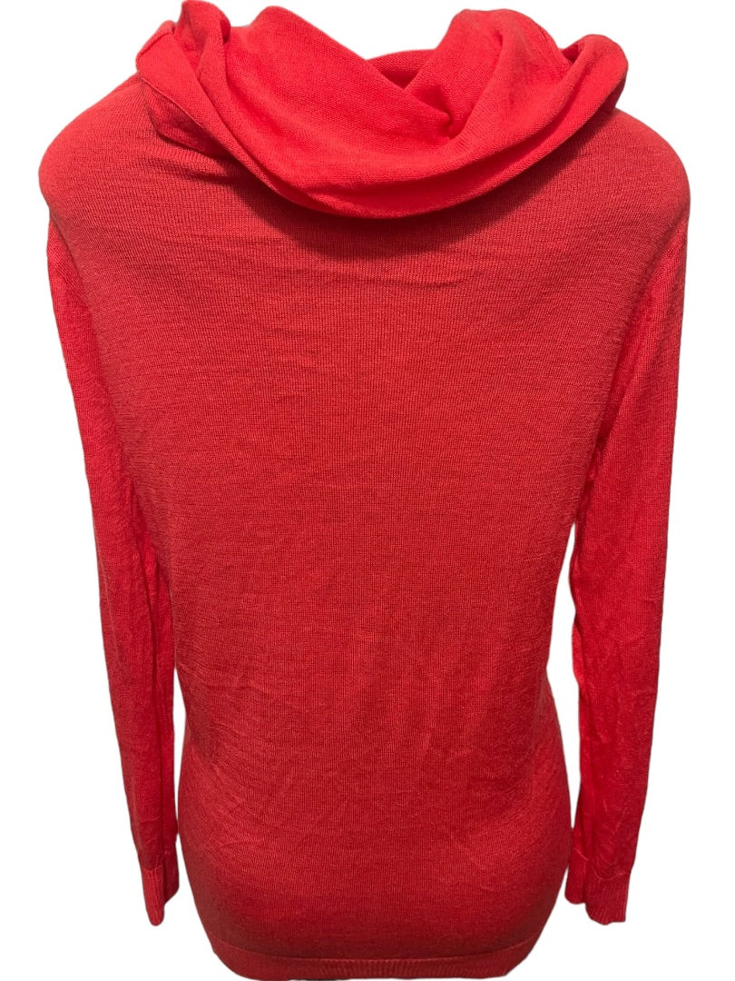 Medium Apostrophe Womens Light Red Long Sleeve Tunic Cowl Neck Sweater Lightweight