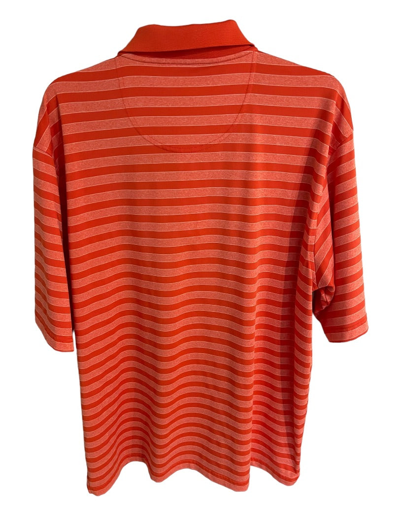 XL Lone Cypress Mens Pebble Beach Striped Performance Golf Shirt Orange Stripe