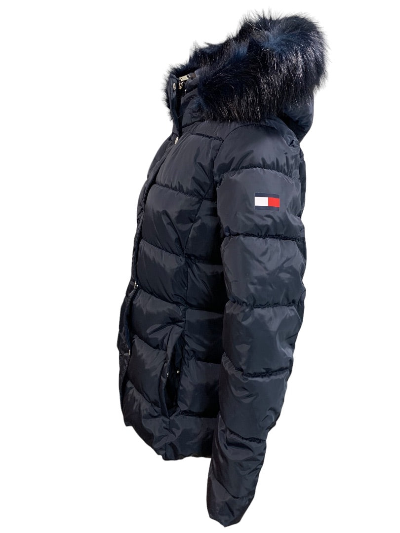Small Tommy Hilfiger Navy Detatchable Hood Winter Coat 5 Degree Warmth
