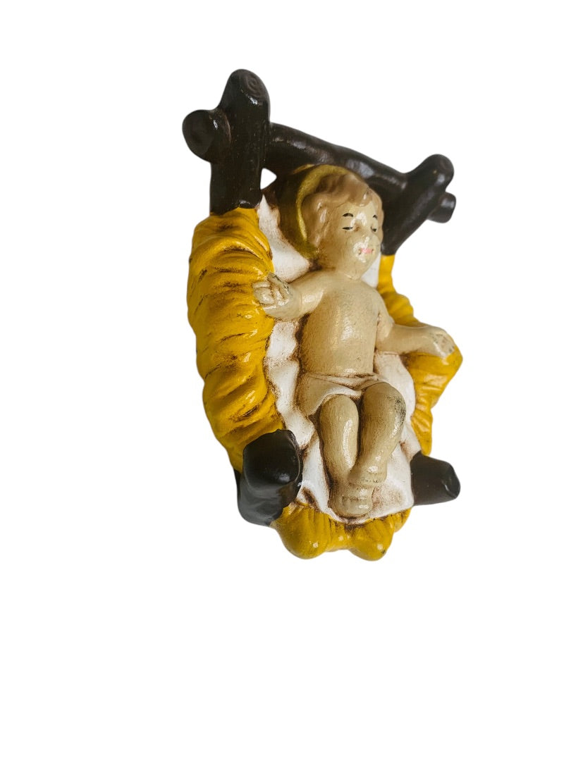 Handpainted Ceramic 1980s Nativity Figurine Baby Jesus 3.5"L x 2.5"h Christmas