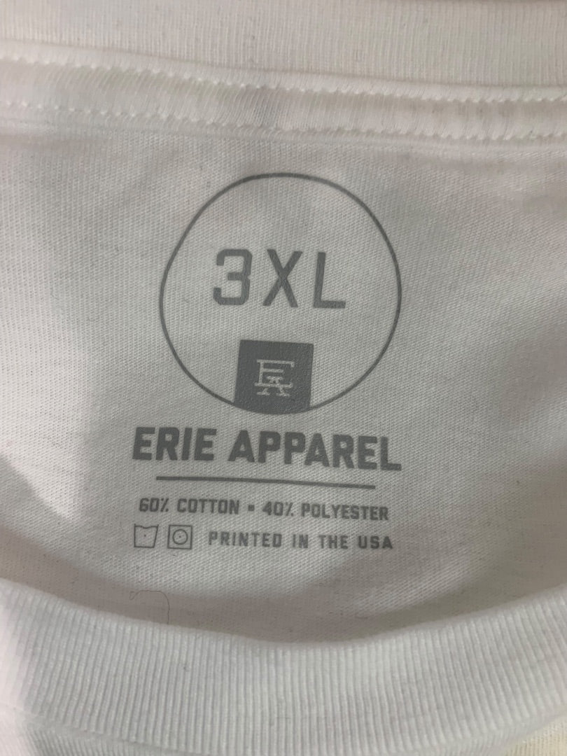 3XL Erie Apparel Mens White Tshirt Souvenir Cityscape Back Front Graphics