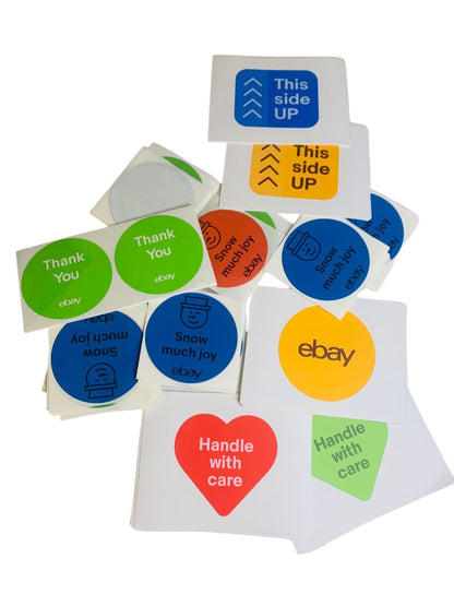 Ebay Swag Lot of 75 Assorted Holiday Stickers Package Thank You Handle with Care This Side Up New