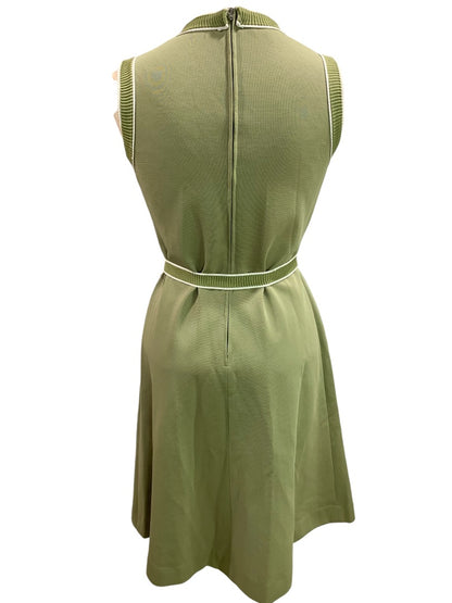 Small Lady Carol of New York Vintage 1960s Avocado Green Sleeveless Dress Union Label