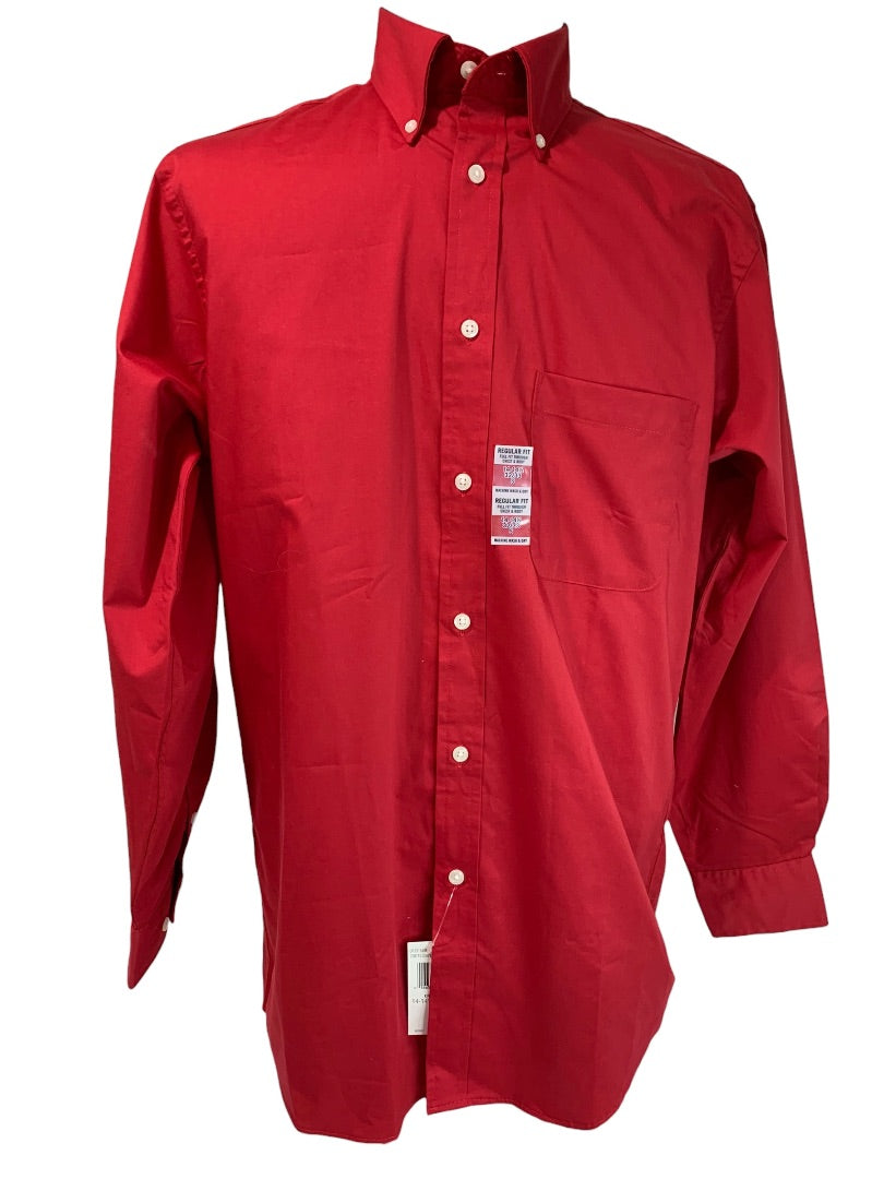 Small 14-14.5 (32/33) Izod Mens New Crimson Red Button Down Shirt