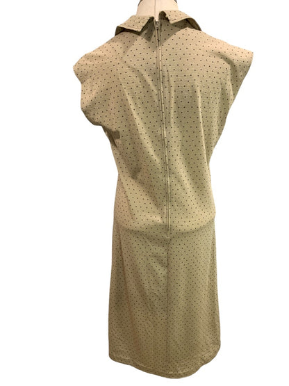 Large Kay Windsor Vintage 1970s Polyester Dress Micro Star Print Point Collar