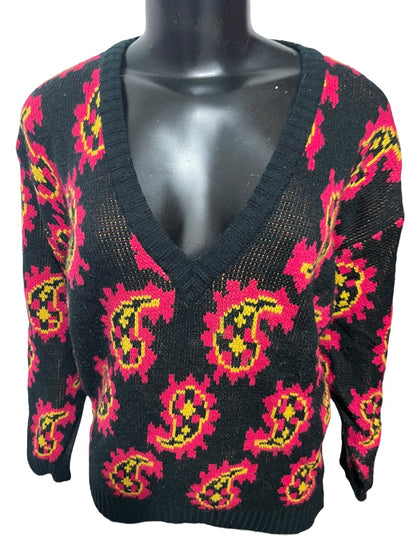 Medium Arlando Vintage 1990s Womens V-Neck Paisley Sweater