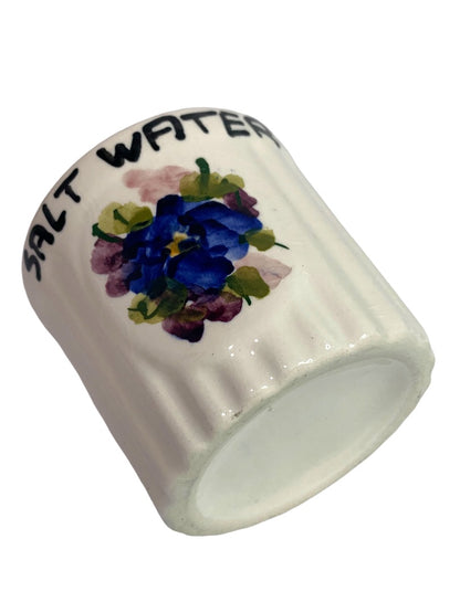 Vintage Salt Water Handpainted Ceramic Cup Flower 2.5 Inches