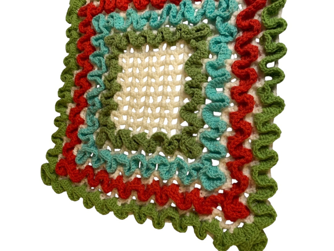 Vintage 1970s Handmade Crocheted Doily 14 Inches Square