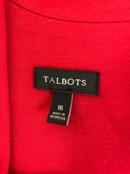 Size 16 Talbots Red Sheath Dress Ponte Knit Sleeveless Midi