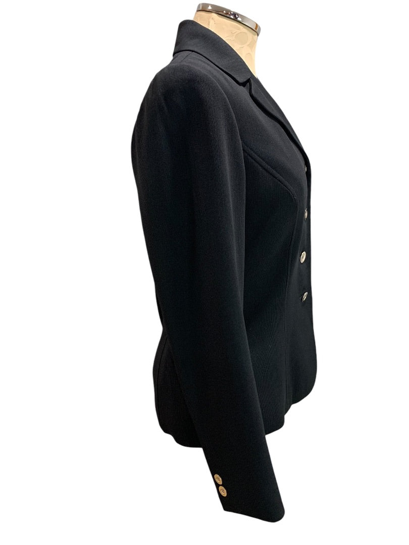 Size 6 Kasper for ASL Womens Suit Jacket Black Silvertone Buttons Blazer