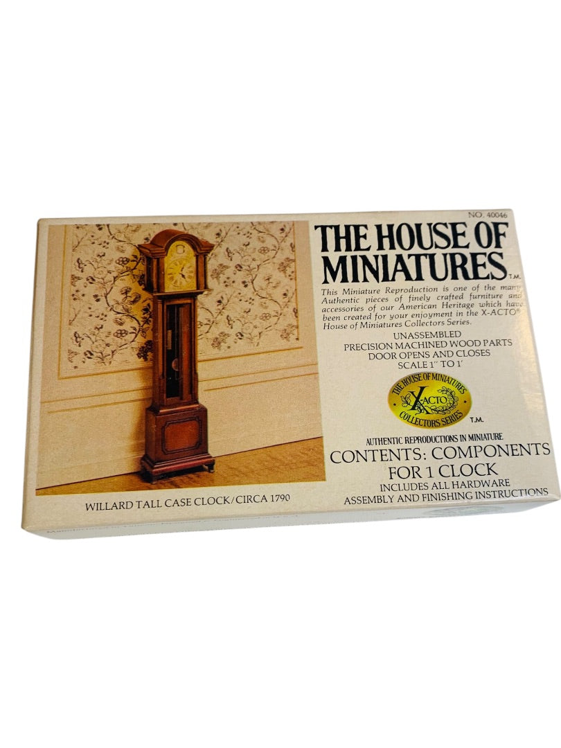 The House of Miniatures 40046 Vintage Willard Tall Case Clock X-Acto 1:12 New