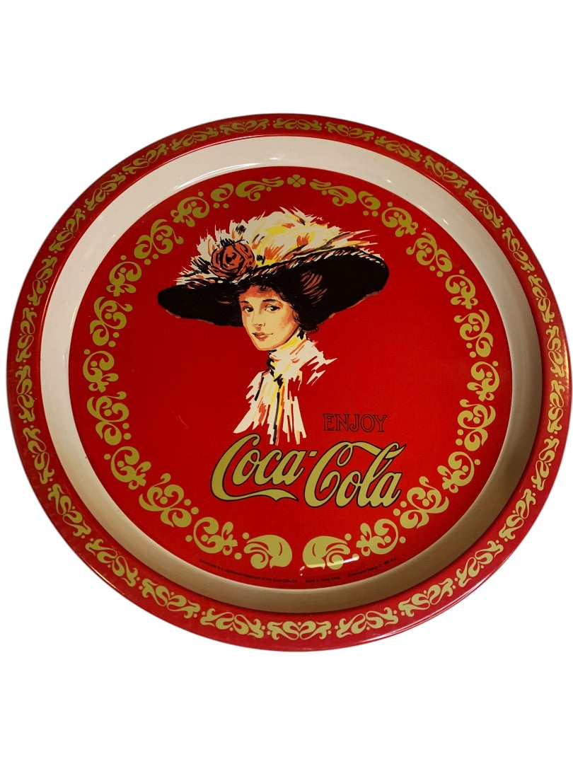 Vintage 1982 Coca-Cola Metal Serving Tray Coke Round 13 Inch