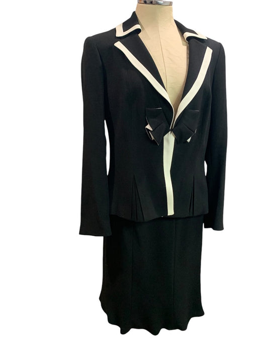 Size 12 Zelda Black Cream Womens Skirt Suit 1990s Vintage