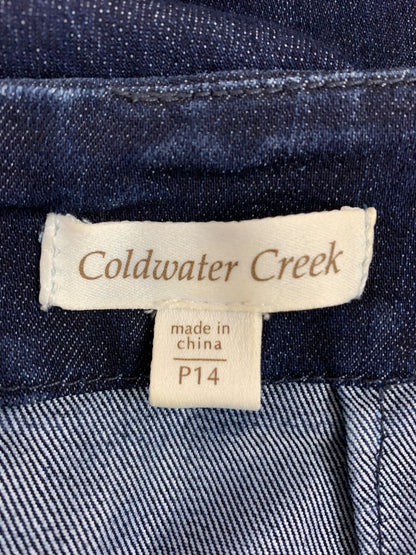 14P Coldwater Creek Womens Petite Jean Skirt Denim Back Zip Straight