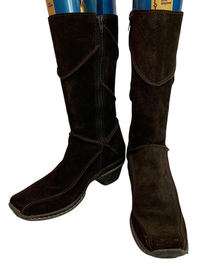 Size 39 (Size 8) Elle Womens Brown Boots Pieced Suede
