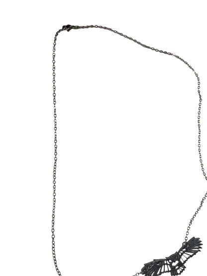 Silvertone Flying Owl Pendant Lasercut 18 Inch