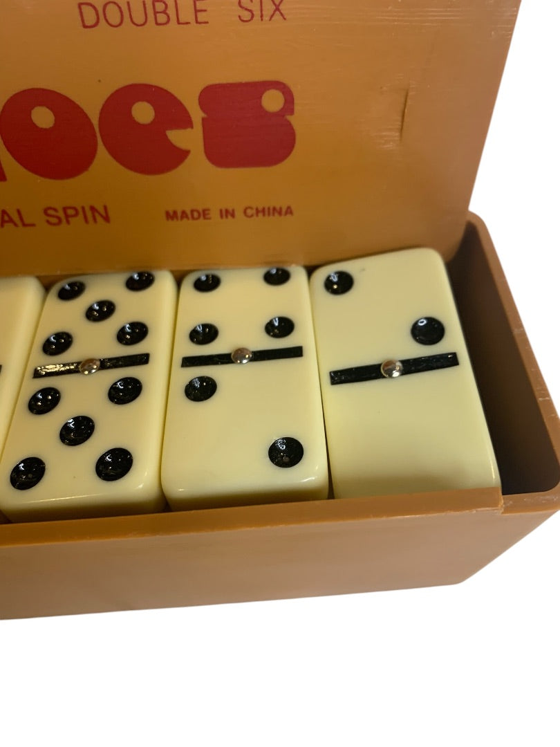 Box of 28 Dominoes Double Six All Urea with Metal Spin