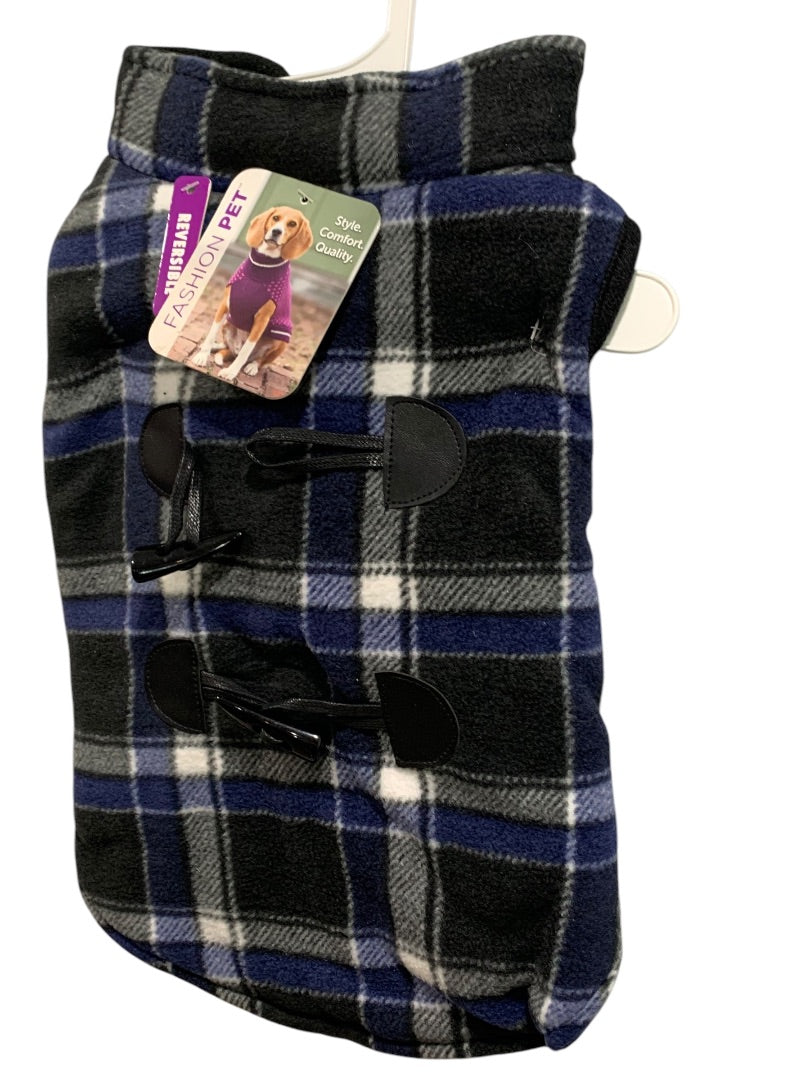 Medium Fashion Pet Dog New Reversible Fleece Jacket Coat Plaid