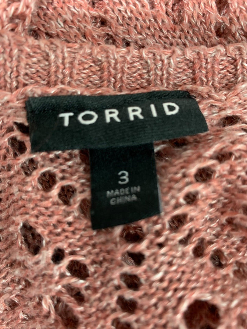 3X Torrid Womens Pink Pointelle Drape Cardigan Sweater