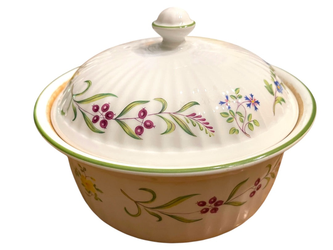Royal Worcester Fine Oven China Fleuri 1983 Lidded Casserole 1 Quart