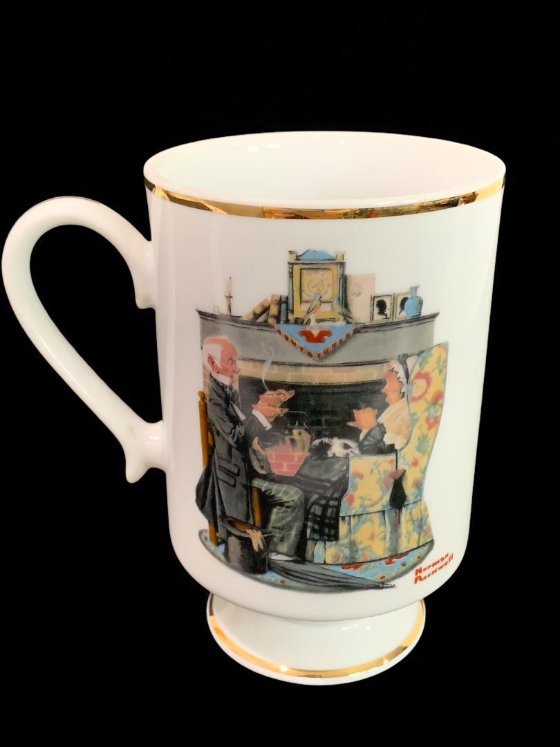 1981 Norman Rockwell Porcelain Pedestal Mug "Tea for Two" The Danbury Mint