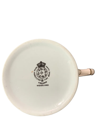 Royal Worcester China Cup Small Espresso Woodland Pattern Gold Trim