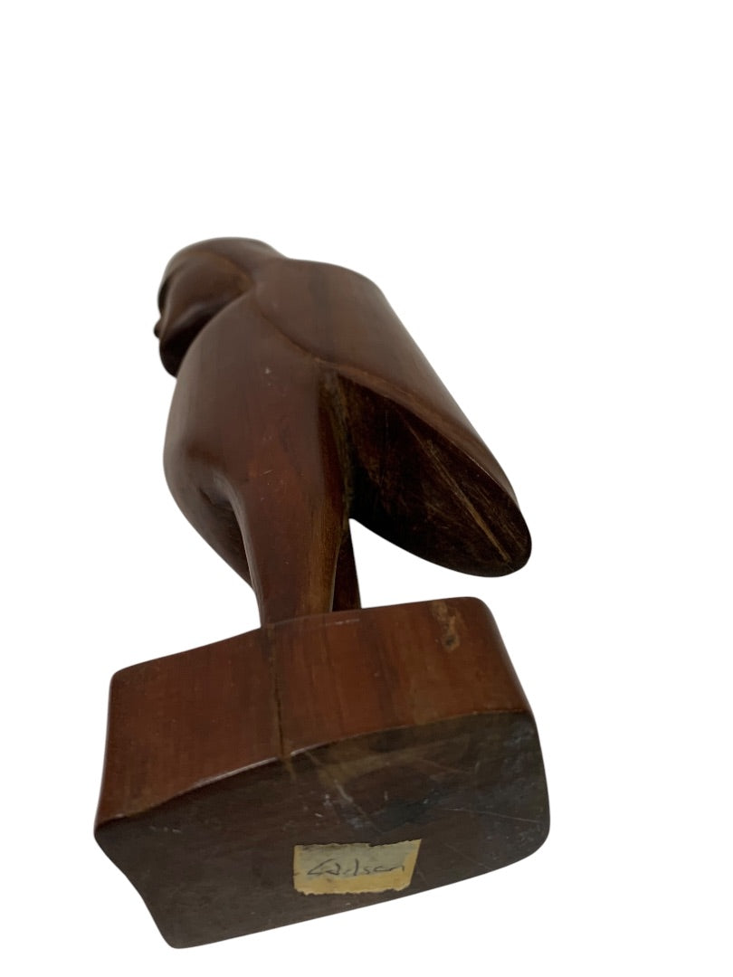 Carved Midcentury Teak Statue Figurine 8.6 Inches