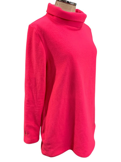 Large Dudley Stephens Womens Greenpoint Turtleneck in Vello Fleece Hot Pink Pockets