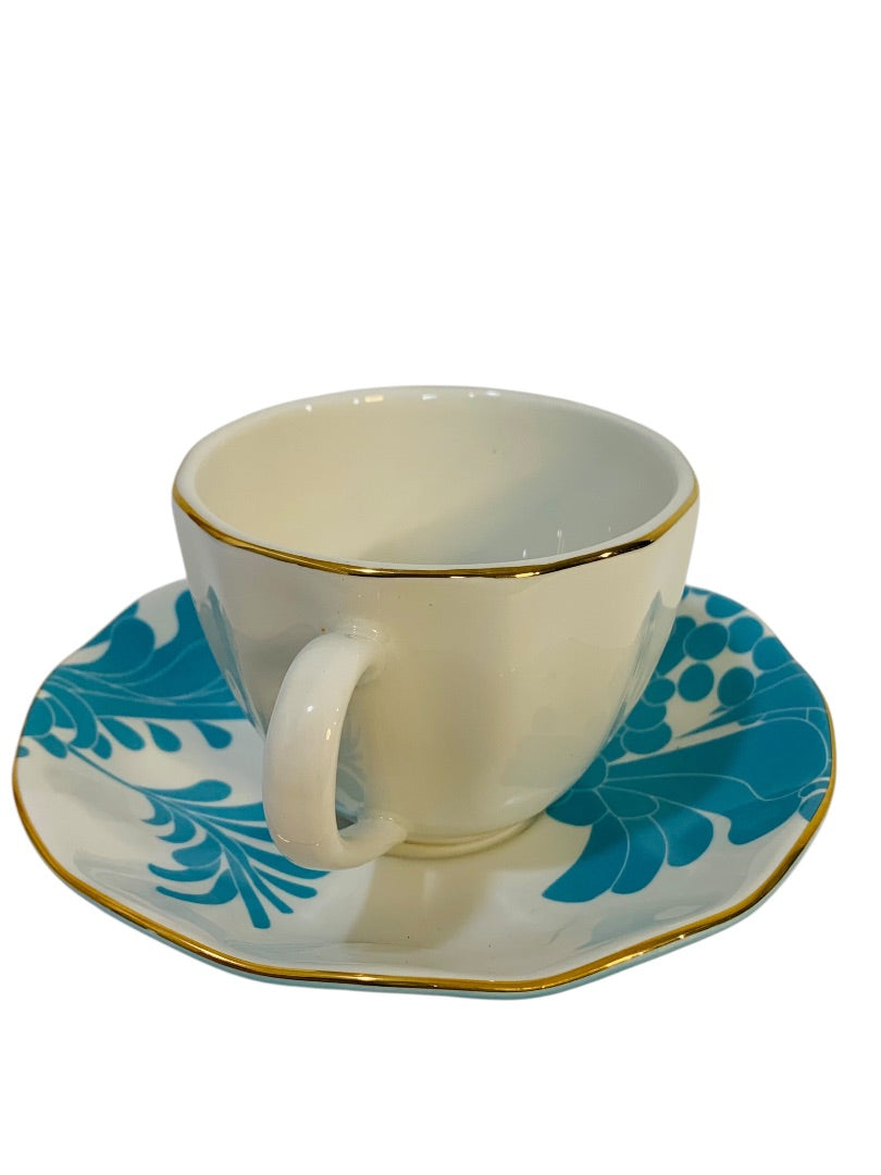 Lenox X Kate Spade Gwinnett Lane Turquoise Cup and Saucer Teacup