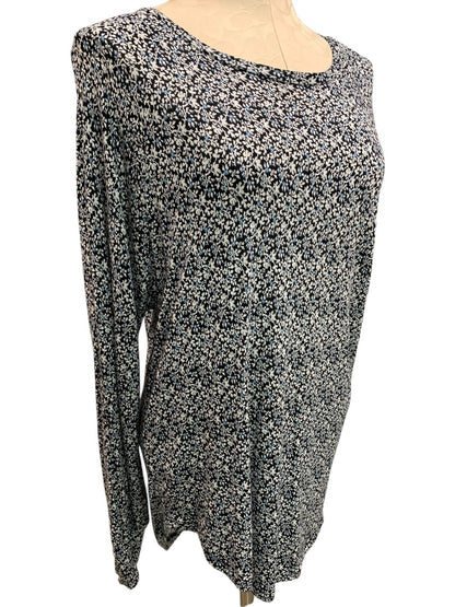 Medium LOFT Womens Soft Navy Blue Floral Print Long Sleeve Pullover Shirt
