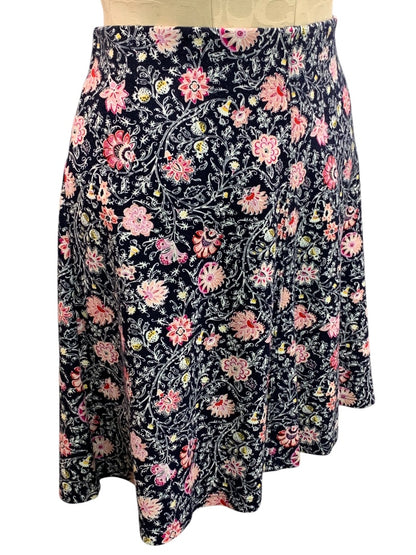 Small LOFT Pull On Knit Skirt Floral New Elastic Waist A-Line