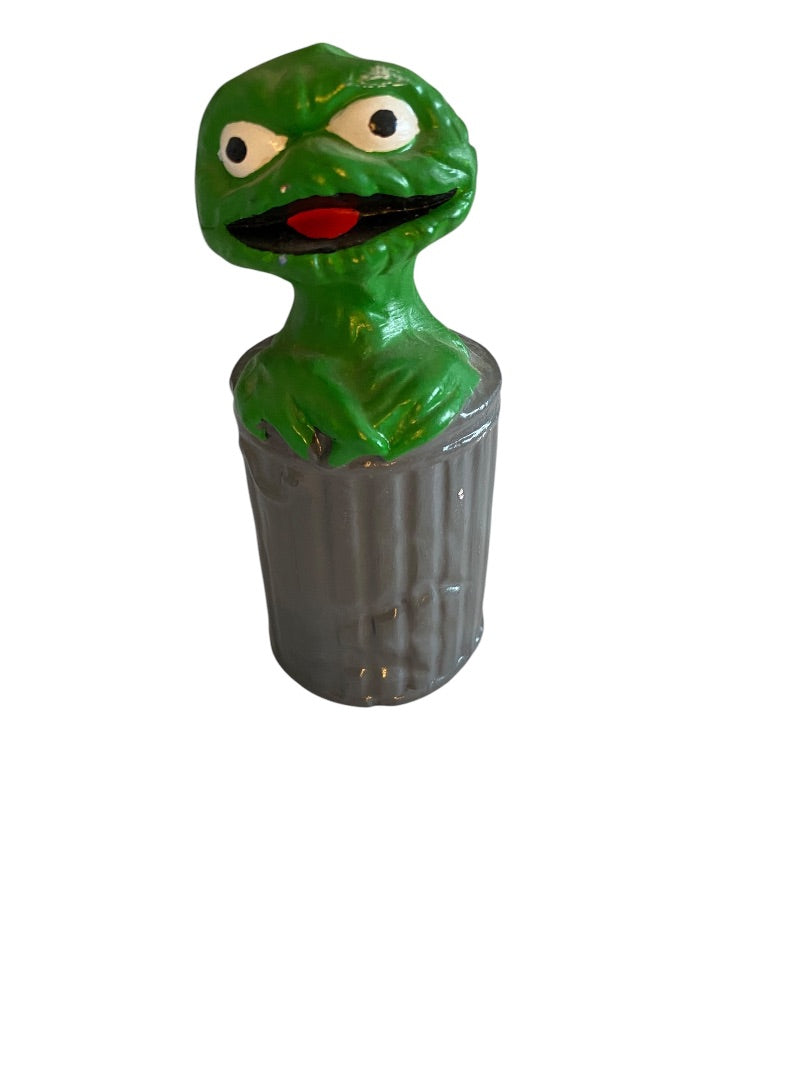 1980s Hand Painted Sesame Street Oscar the Grouch Ceramic 5 Inch Figurine