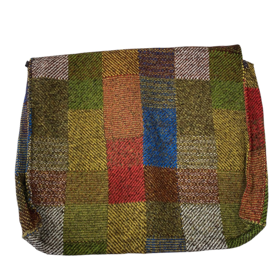 Vintage Tweed Blocked Portfolio Bag Case Side Zips Snap Closure 20"l x 15.5"h