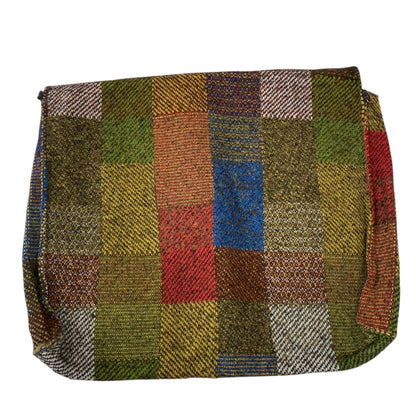 Vintage Tweed Blocked Portfolio Bag Case Side Zips Snap Closure 20"l x 15.5"h