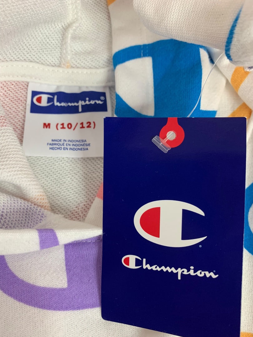 Medium (10/12) Champion Girls Big C White Pullover Hoodie Shirt