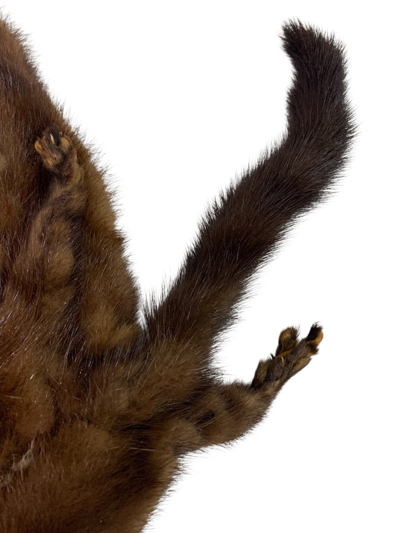 1950s Head to Tail Brown Mink Fur Scarf Vintage 54 Inch