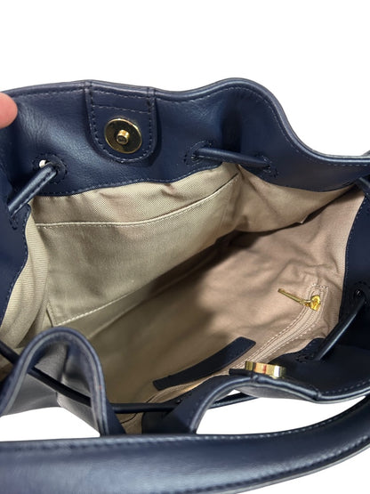 Talbots Blue Suede Drawstring Bucket Bag Purse Top Handle and Strap