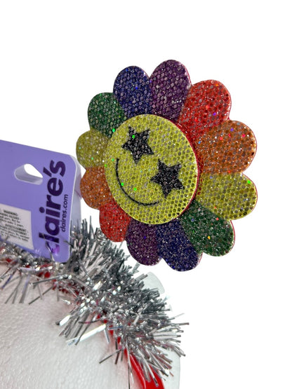 Claires New Bopper Rainbow Headband Flower Rainbow Smiley Face