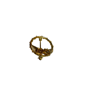Vintage Goldtone Brooch Pin Wreath Rose 1 Inch Small