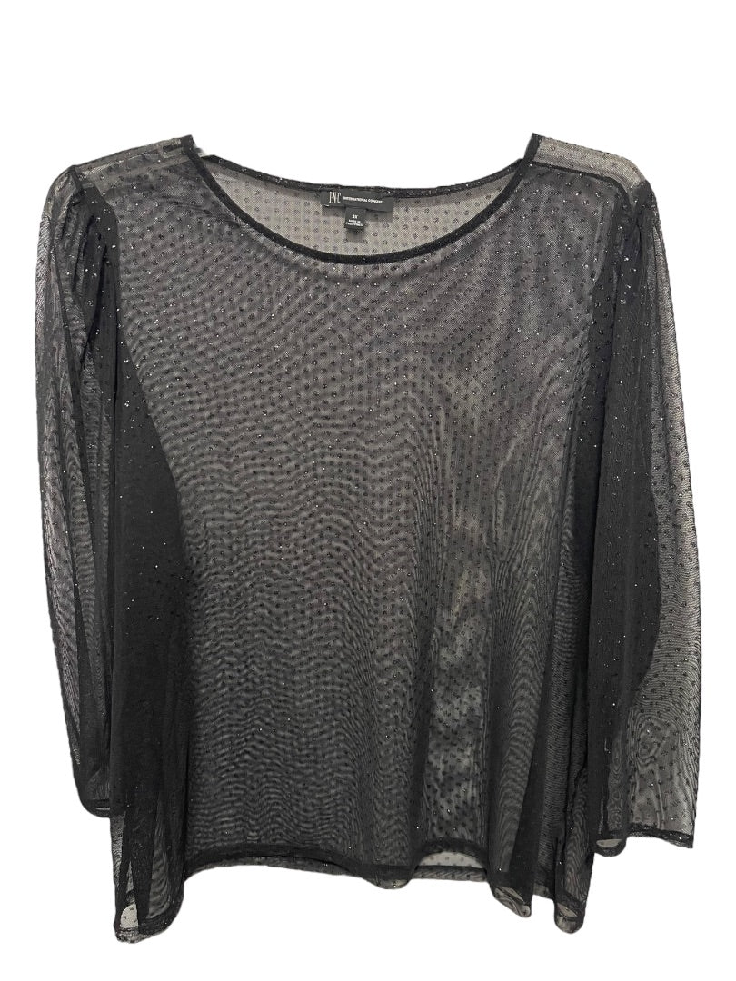 3X INC Womens Shirt Sheer Long Sleeve Glitter Shimmer Polka Dots