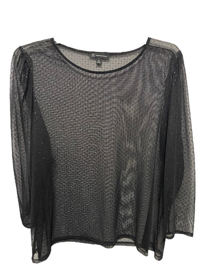 3X INC Womens Shirt Sheer Long Sleeve Glitter Shimmer Polka Dots